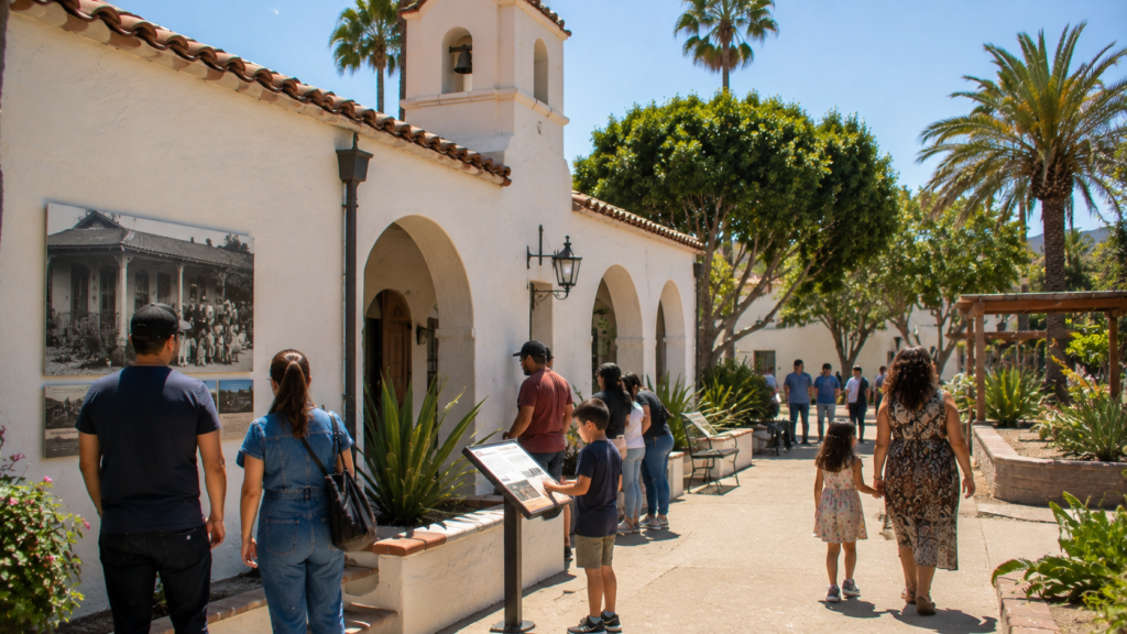 Visitors exploring a historic museum and cultural attraction in El Cajon